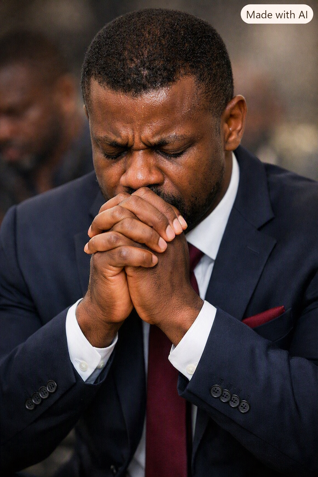 A man in a suit praying during morning prayer
